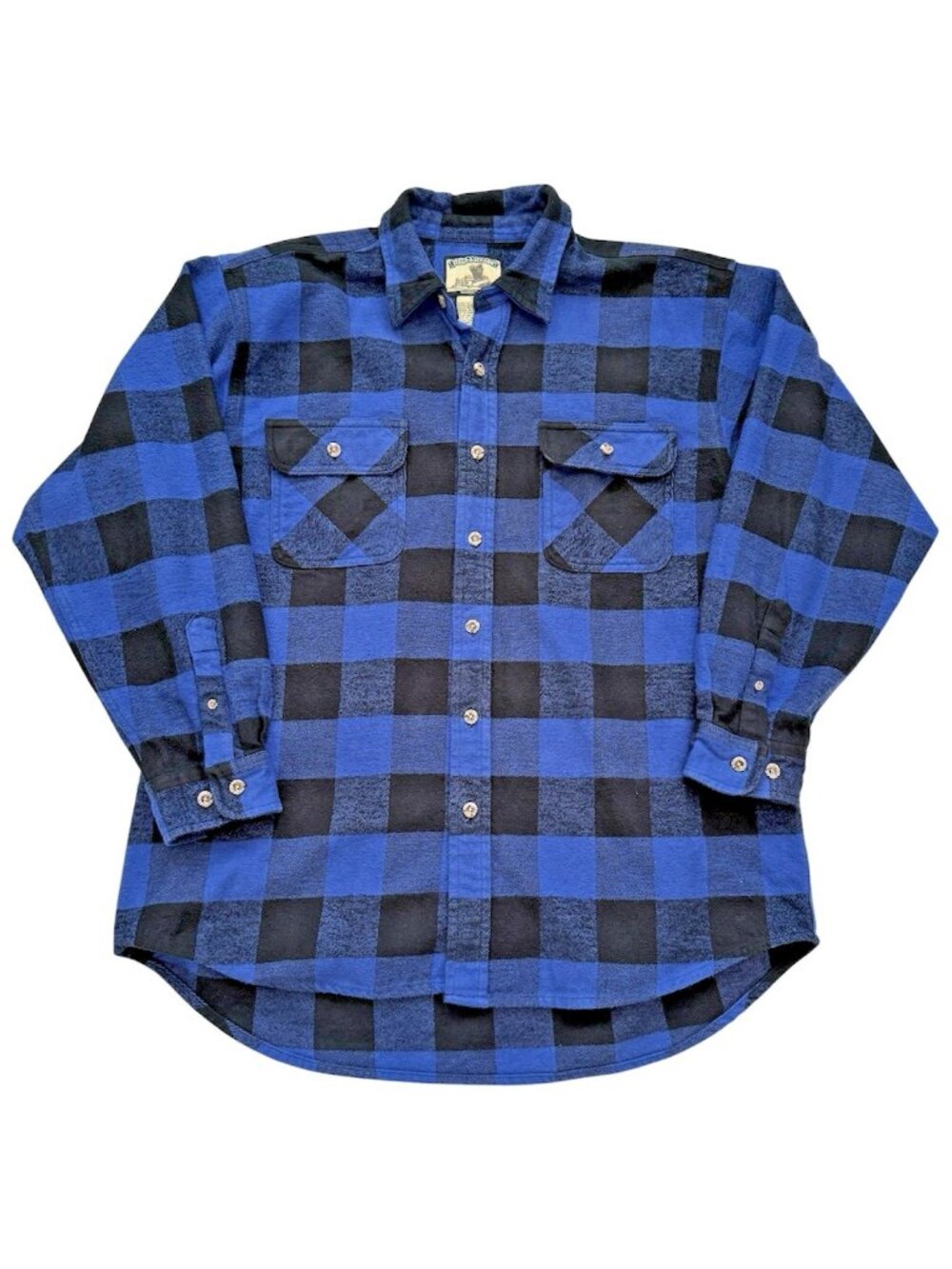 Field & Stream Mens XL Blue Buffalo Plaid Heavy Flannel Cotton Shirt Long Sleeve